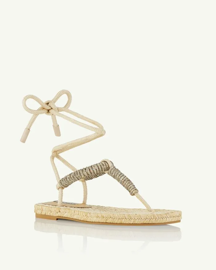 Sunkissed Espadrille Flat Beige Women Aquazzura Sandals