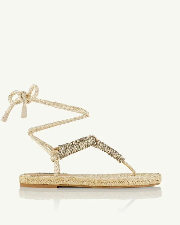 Sunkissed Espadrille Flat Beige Women Aquazzura Sandals Sunkissed Espadrille Flat Beige Women Aquazzura Sandals