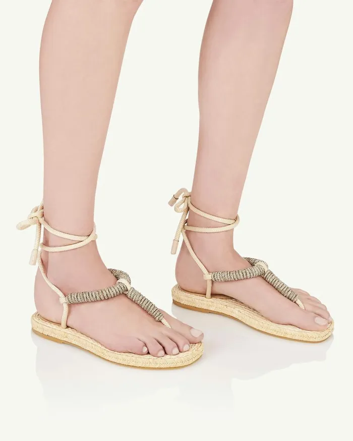 Sunkissed Espadrille Flat Beige Women Aquazzura Sandals Sunkissed Espadrille Flat Beige Women Aquazzura Sandals