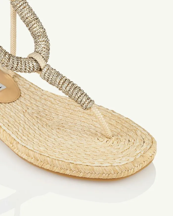 Sunkissed Espadrille Flat Beige Women Aquazzura Sandals Sunkissed Espadrille Flat Beige Women Aquazzura Sandals