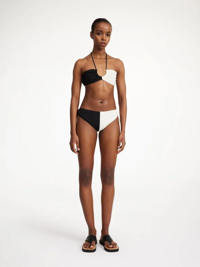 Swimwear Women By Malene Birger Seabay Low Bikini Bottoms Block Stripe Black White