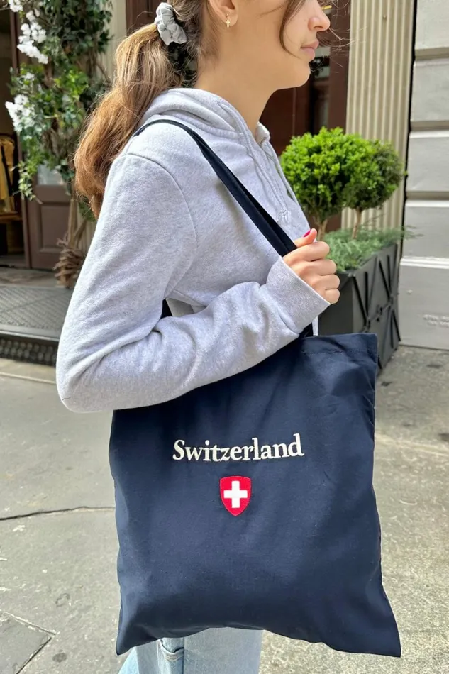 Switzerland Tote Bag Classic Navy Women Brandy Melville Bags and Backpacks