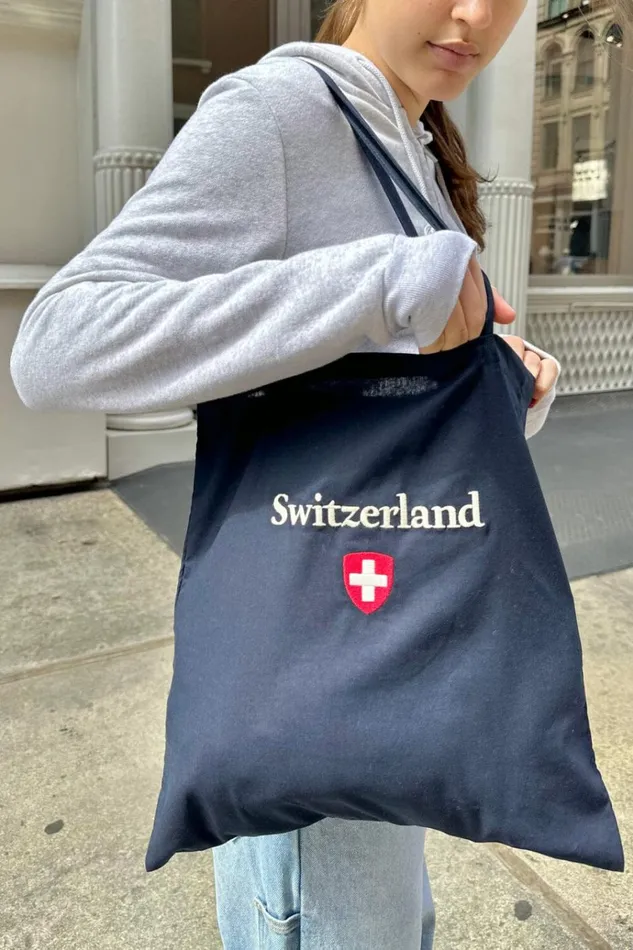 Switzerland Tote Bag Classic Navy Women Brandy Melville Bags and Backpacks