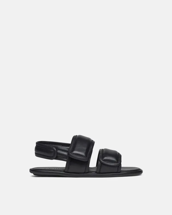 Tarrus Mens Rounded Toe Padded Flat Sandals Black Men Nanushka Shoes