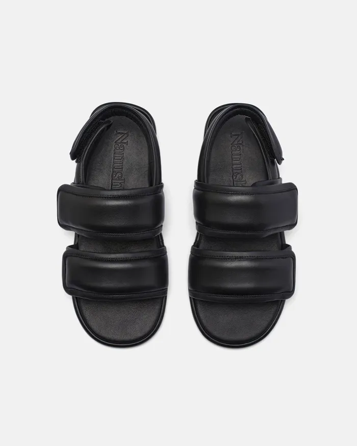 Tarrus Mens Rounded Toe Padded Flat Sandals Black Men Nanushka Shoes