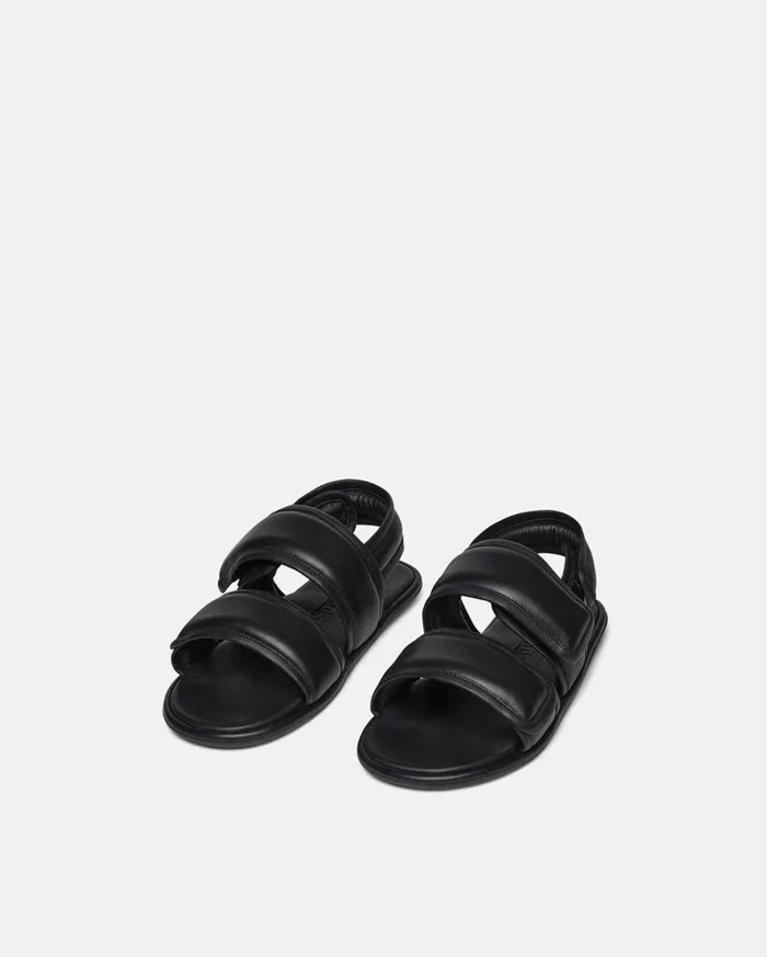 Tarrus Mens Rounded Toe Padded Flat Sandals Black Men Nanushka Shoes