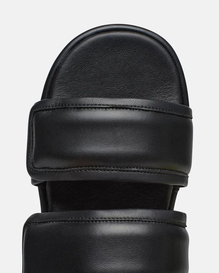 Tarrus Mens Rounded Toe Padded Flat Sandals Black Men Nanushka Shoes