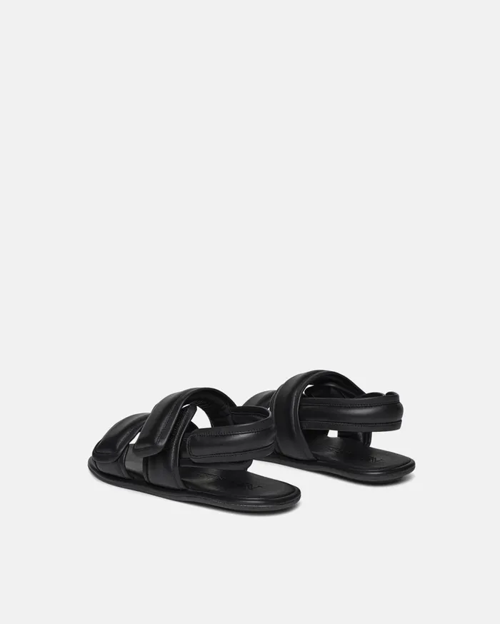 Tarrus Rounded Toe Padded Flat Sandals Black Women Nanushka Shoes