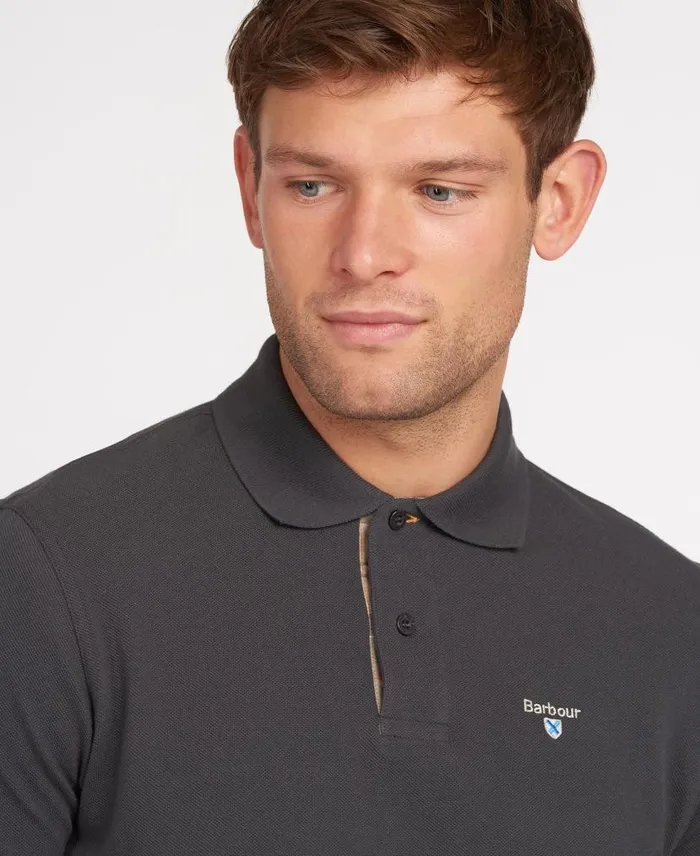 Tartan Pique Polo Shirt Dk Bordeaux Men Barbour Polo Shirts
