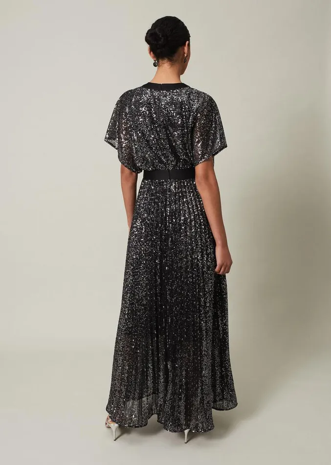 Teagan Sequin Maxi Dress Gunmetal Women Phase Eight Dresses