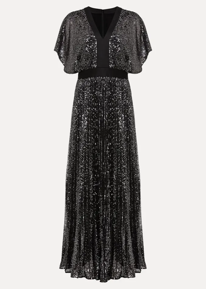 Teagan Sequin Maxi Dress Gunmetal Women Phase Eight Dresses