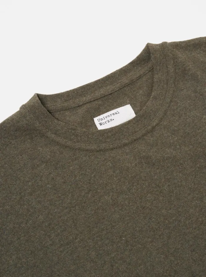 Tees Men Universal Works Universal Works Loose LS Tee In Olive Recycled Wool Mix