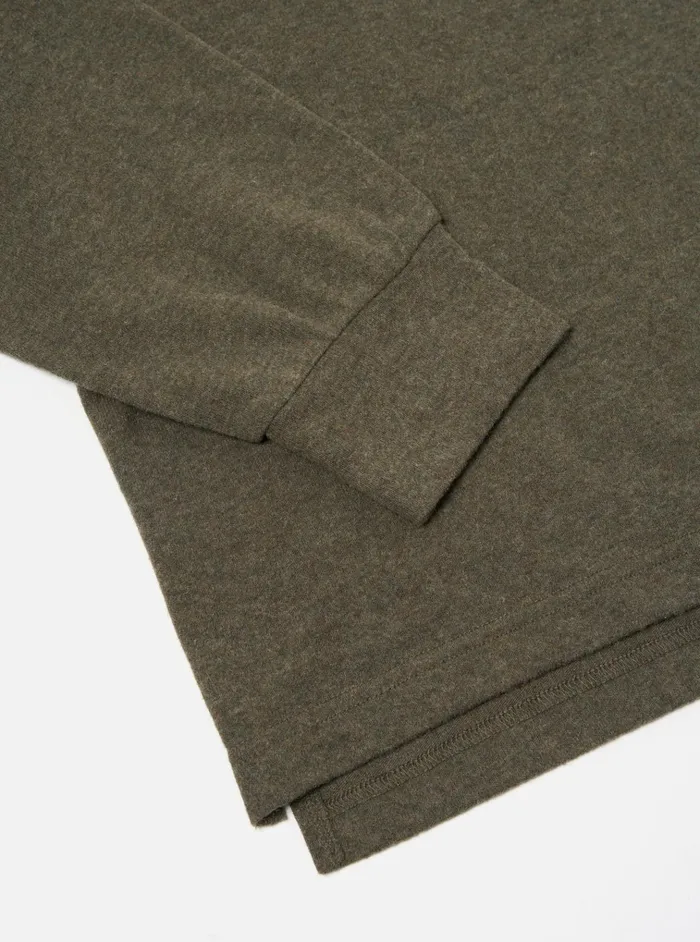 Tees Men Universal Works Universal Works Loose LS Tee In Olive Recycled Wool Mix