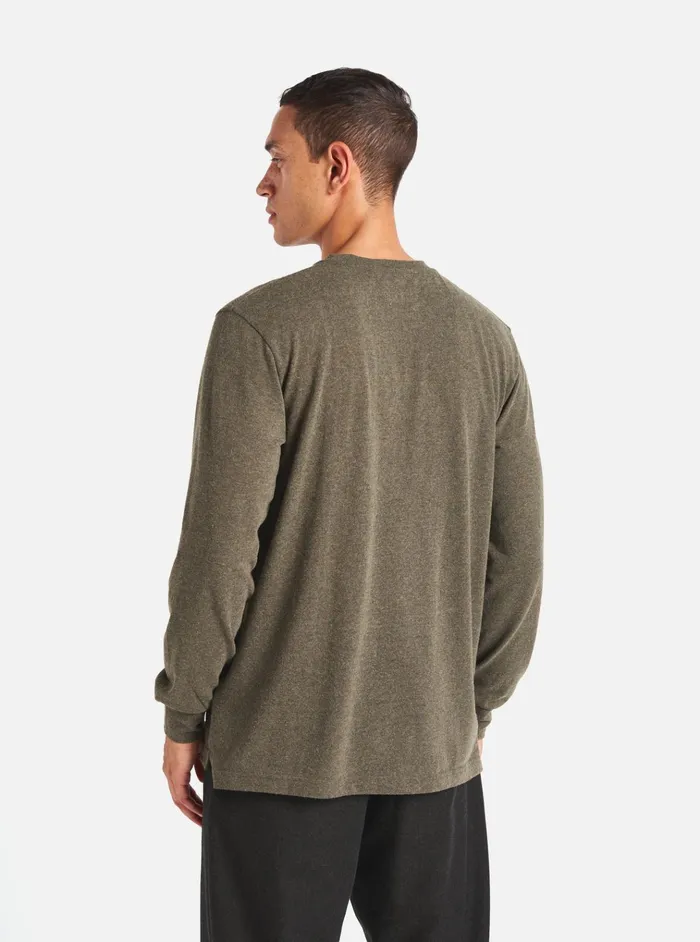 Tees Men Universal Works Universal Works Loose LS Tee In Olive Recycled Wool Mix