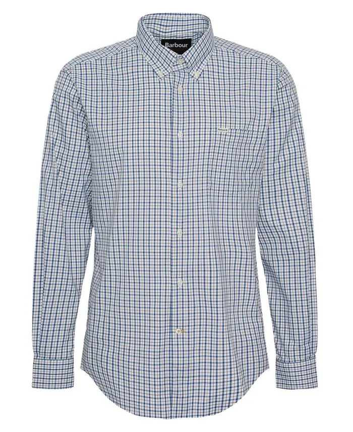 Teesdale Tailored LongSleeved Shirt Classic Navy Men Barbour Shirts
