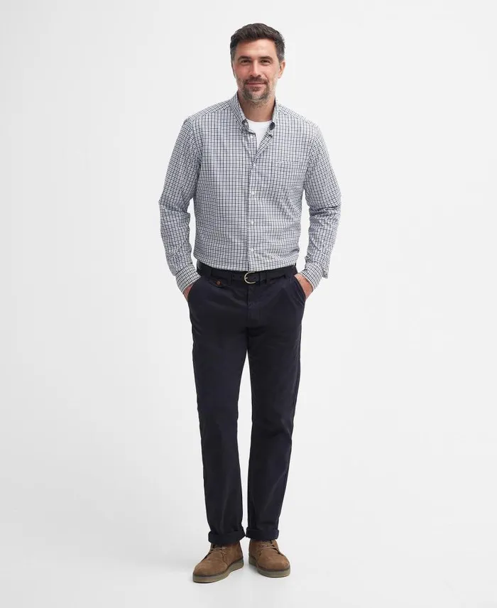 Teesdale Tailored LongSleeved Shirt Classic Navy Men Barbour Shirts