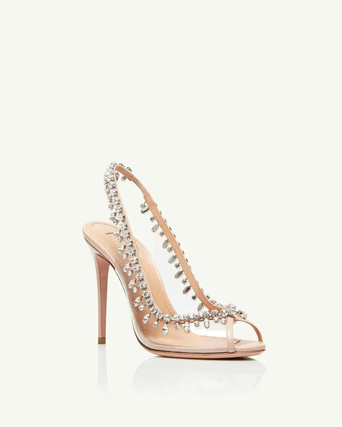 Temptation Crystal Sandal 105 Pink Women Aquazzura Sandals