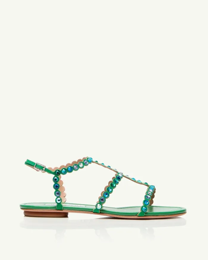 Tequila Sandal Flat Green Women Aquazzura Flats Tequila Sandal Flat Green Women Aquazzura Flats