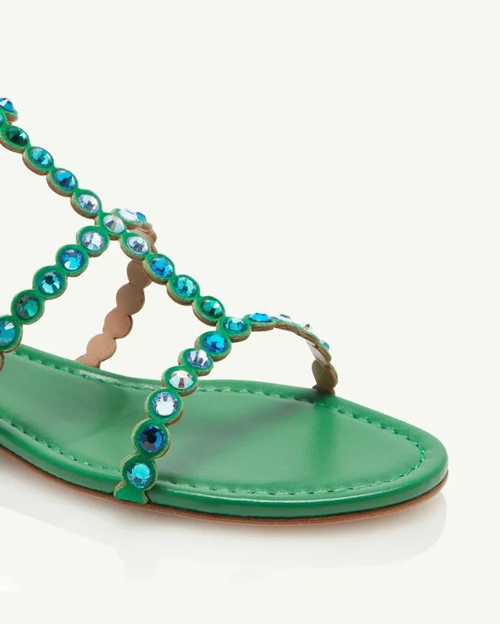 Tequila Sandal Flat Green Women Aquazzura Flats Tequila Sandal Flat Green Women Aquazzura Flats