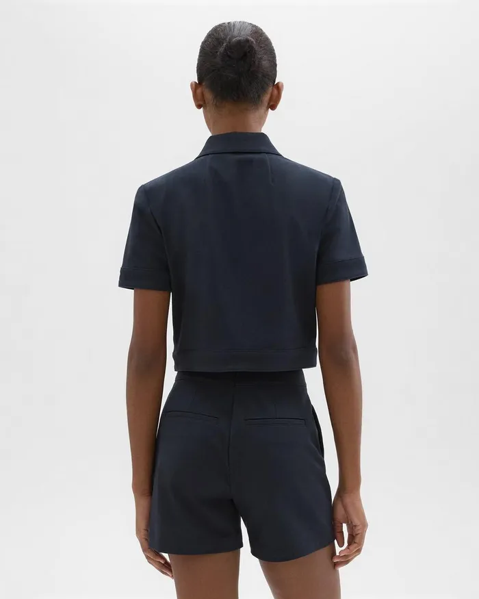 Theory Blazers Jackets ShortSleeve Military Shirt In Neoteric Twill Dark Navy 8211 Women