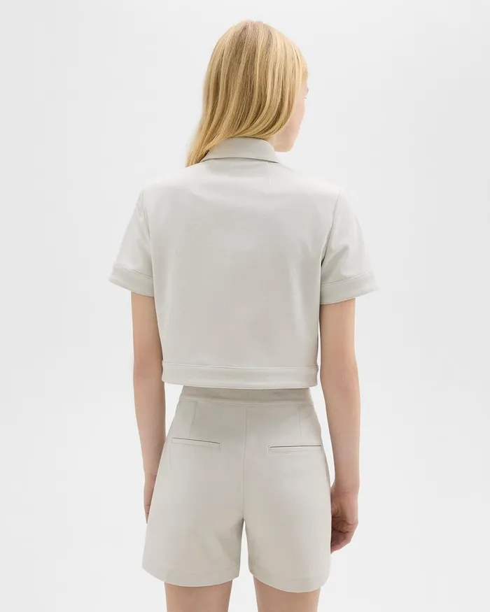 Theory Blazers Jackets ShortSleeve Military Shirt In Neoteric Twill Limestone 8211 Women
