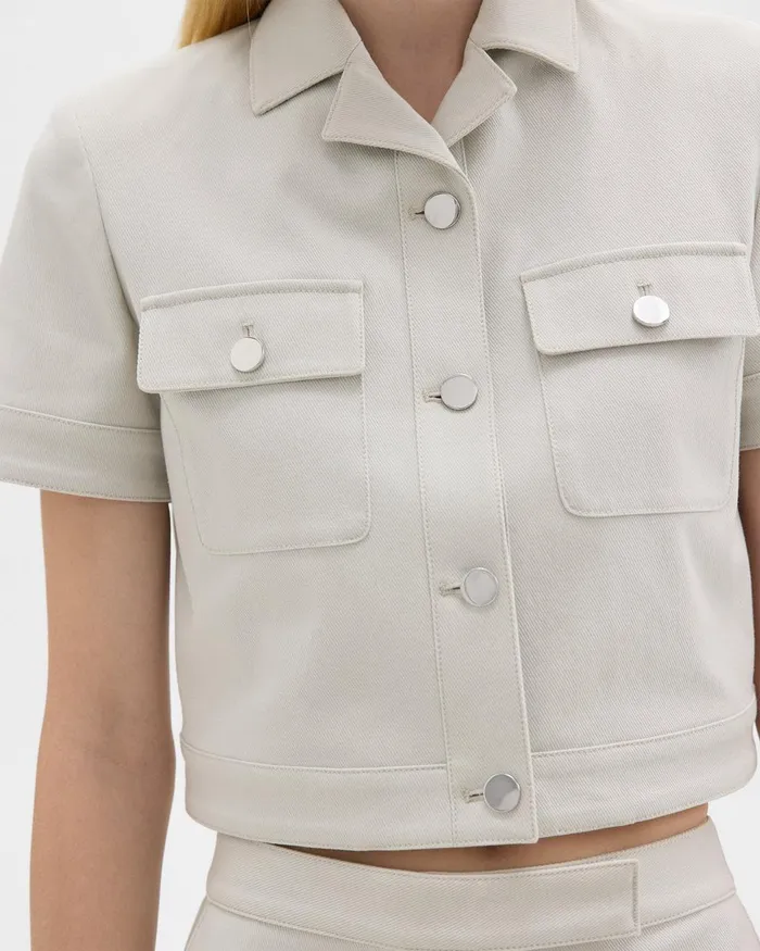 Theory Blazers Jackets ShortSleeve Military Shirt In Neoteric Twill Limestone 8211 Women
