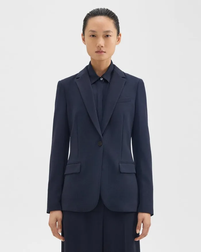 Theory Blazers Jackets Staple Blazer In Admiral Crepe Nocturne Navy 8211 Women