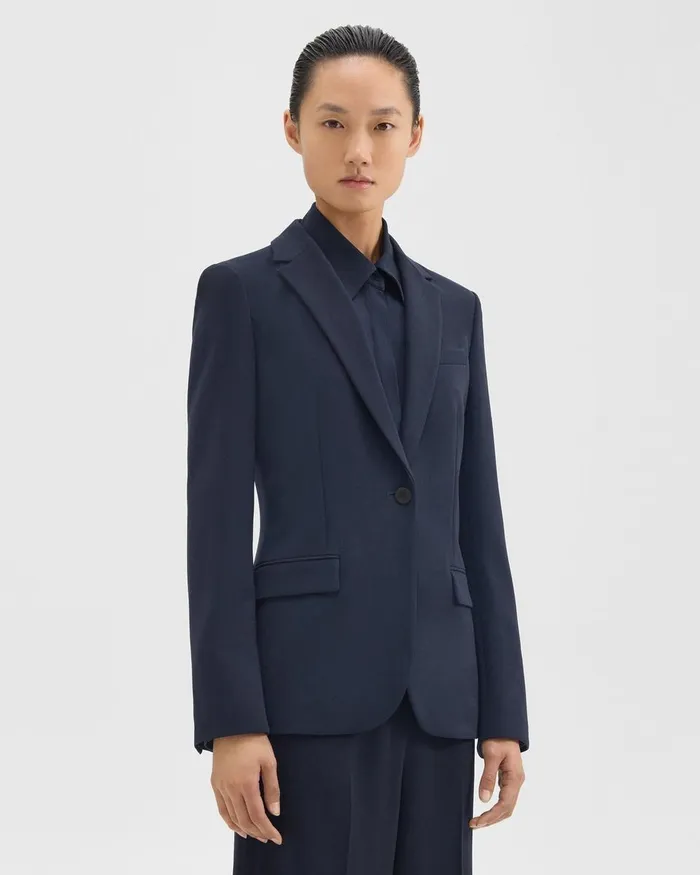 Theory Blazers Jackets Staple Blazer In Admiral Crepe Nocturne Navy 8211 Women
