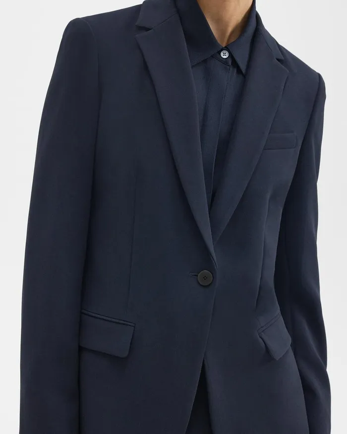 Theory Blazers Jackets Staple Blazer In Admiral Crepe Nocturne Navy 8211 Women