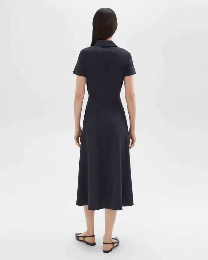 Theory Dresses Midi Shirt Dress In Good Linen Concord 8211 Women