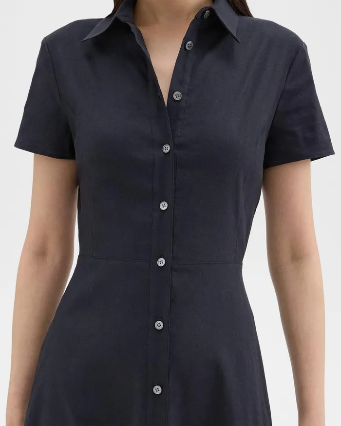 Theory Dresses Midi Shirt Dress In Good Linen Concord 8211 Women