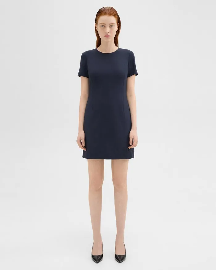 Theory Dresses Sheath Dress In Good Wool Nocturne Navy 8211 Women