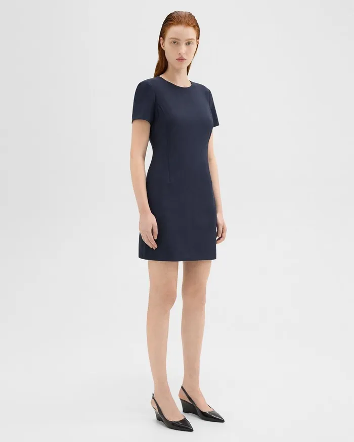 Theory Dresses Sheath Dress In Good Wool Nocturne Navy 8211 Women