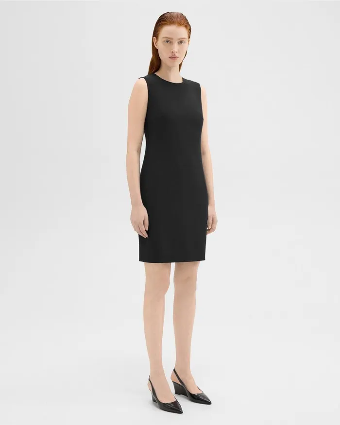Theory Dresses Sleeveless Fitted Dress In Good Wool Black 8211 Women