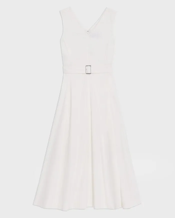 Theory Dresses VNeck Volume Dress In Good Linen White 8211 Women