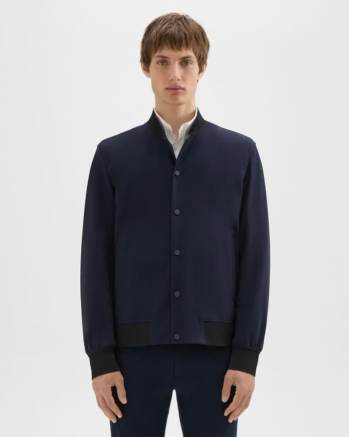 Theory Outerwear Murphy Bomber Jacket In Precision Ponte Baltic 8211 Men