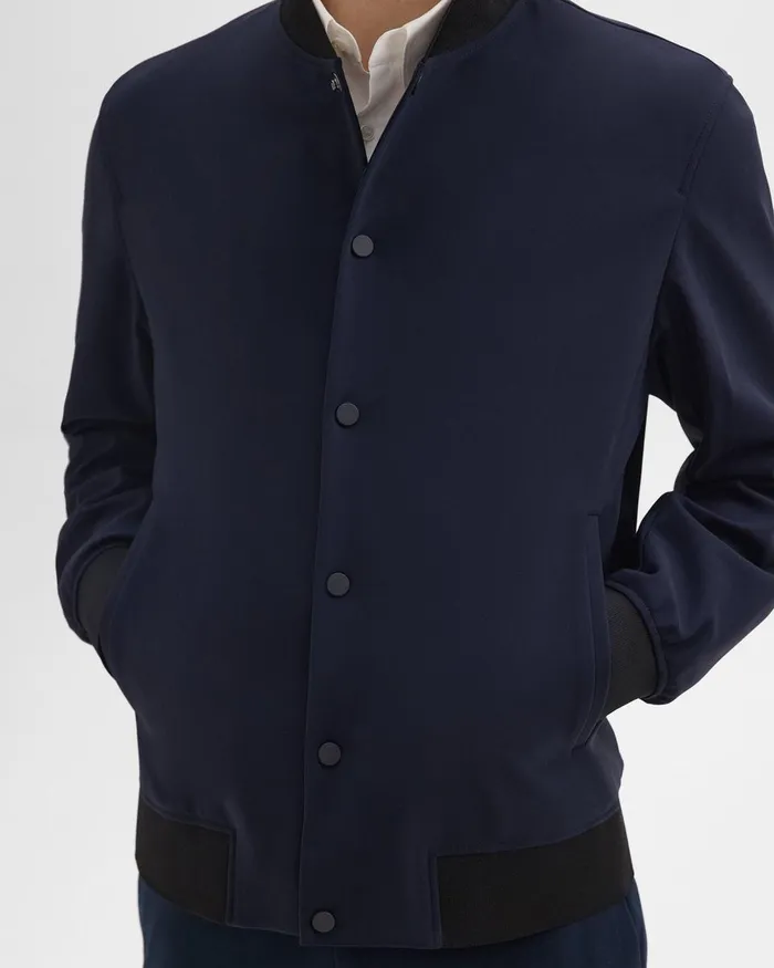 Theory Outerwear Murphy Bomber Jacket In Precision Ponte Baltic 8211 Men