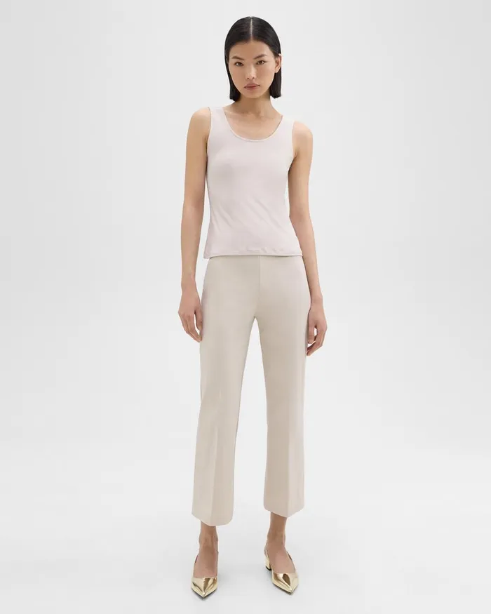 Theory Pants Cropped Kick Pant In Stretch CottonBlend New Sand 8211 Women