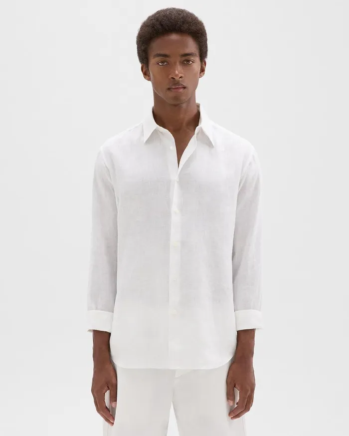 Theory Shirts Irving Shirt In Relaxed Linen White 8211 Men