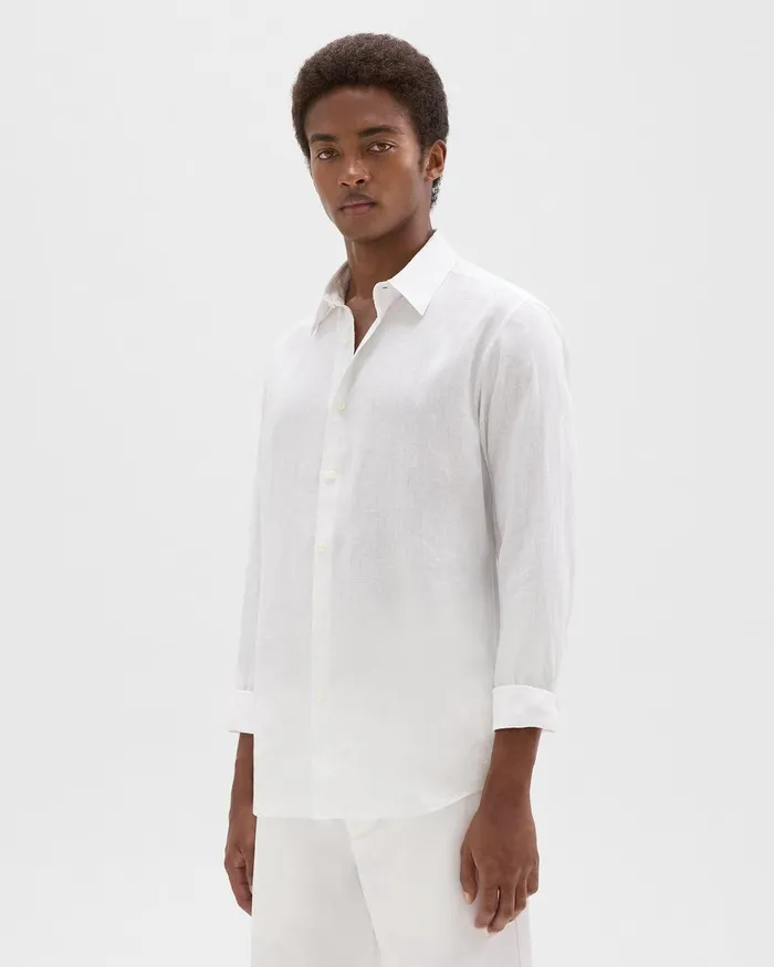 Theory Shirts Irving Shirt In Relaxed Linen White 8211 Men