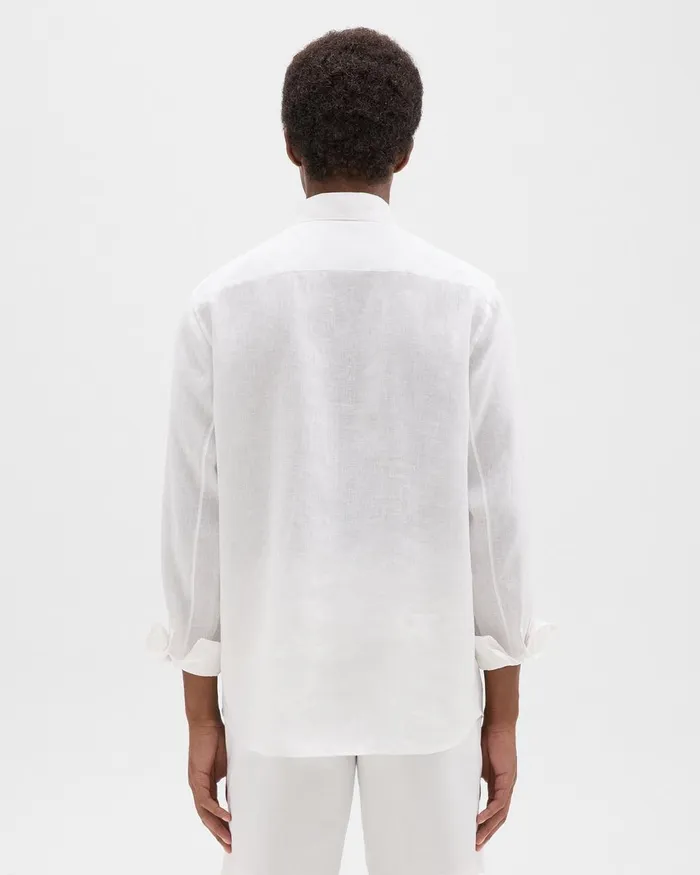 Theory Shirts Irving Shirt In Relaxed Linen White 8211 Men
