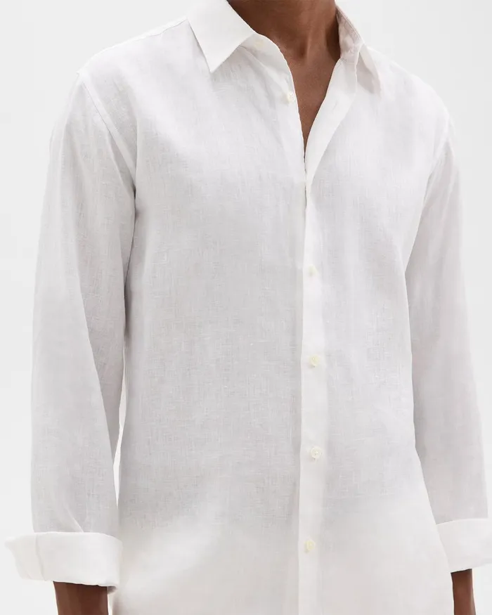 Theory Shirts Irving Shirt In Relaxed Linen White 8211 Men