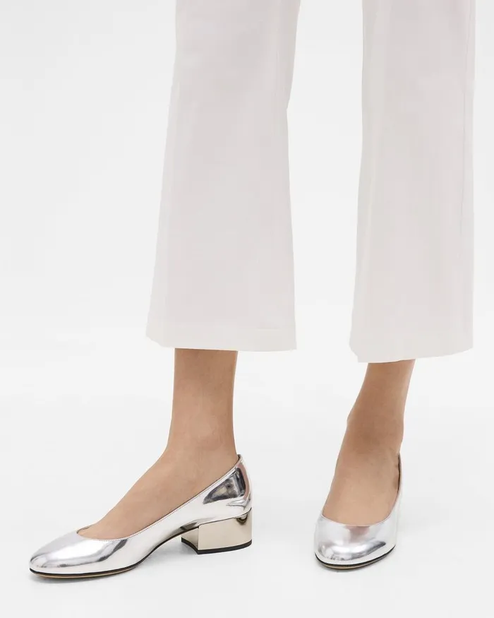 Theory Shoes Ballet Pump In Metallic Leather Silver 8211 Women
