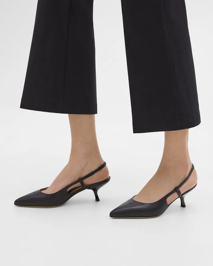 Theory Shoes Micro Slingback Pump In Leather Black 8211 Women