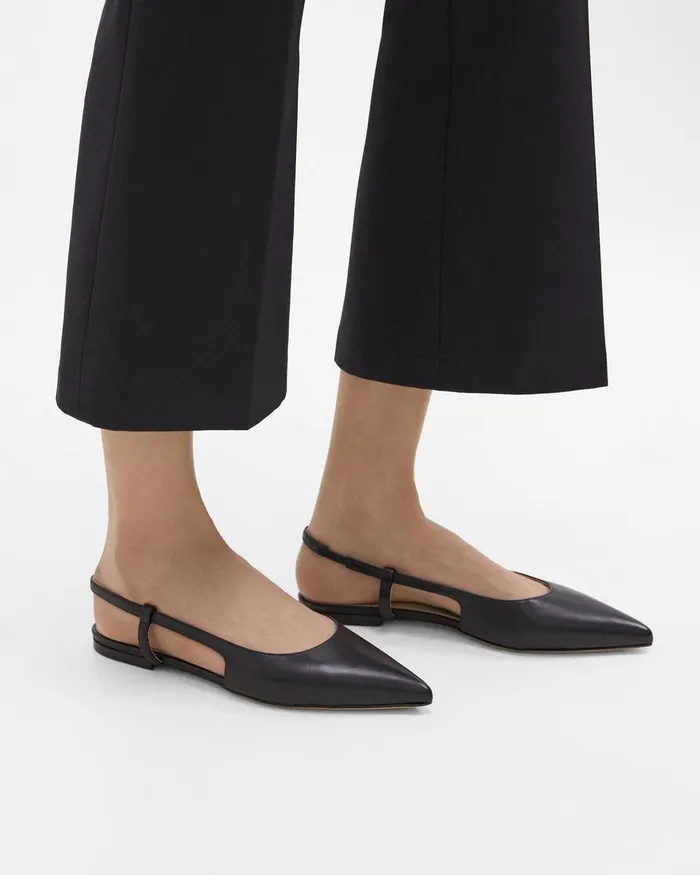 Theory Shoes Slingback Flat In Leather Black 8211 Women