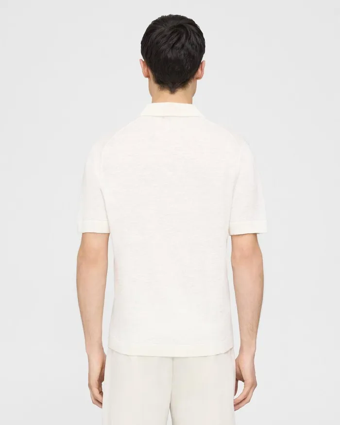 Theory Sweaters Cardigans Brenan Polo Shirt In CottonLinen White 8211 Men