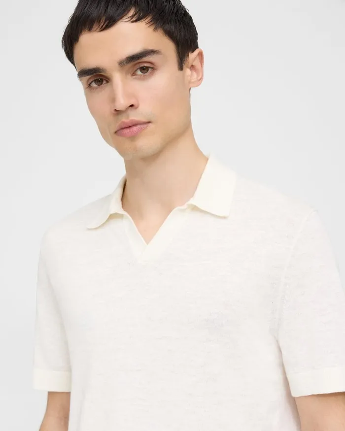 Theory Sweaters Cardigans Brenan Polo Shirt In CottonLinen White 8211 Men