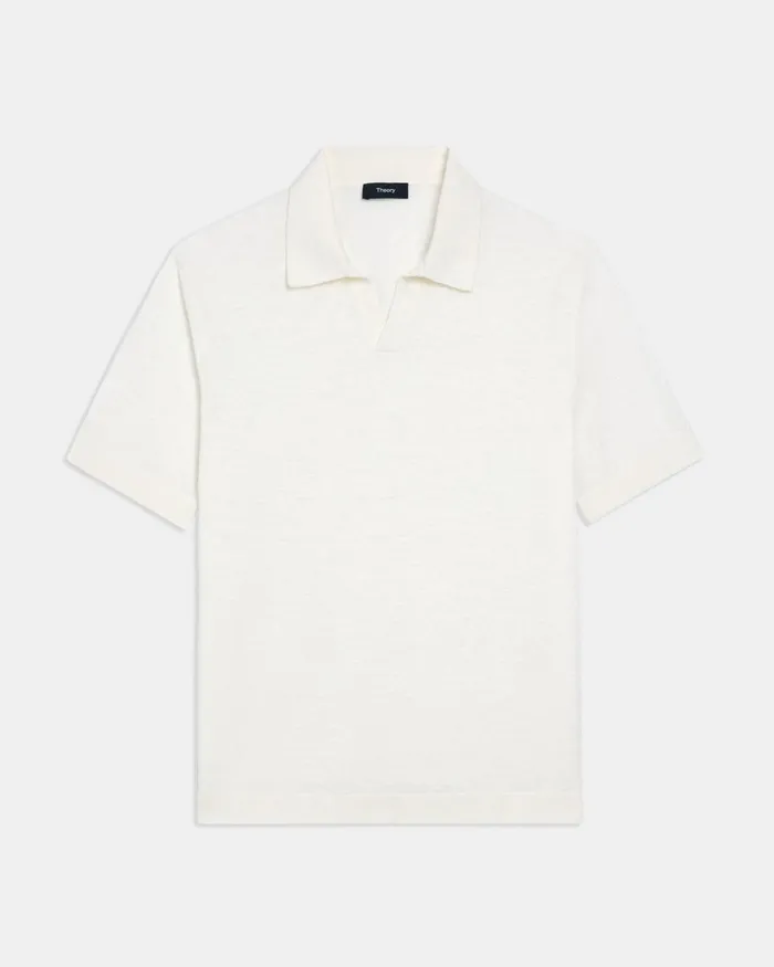 Theory Sweaters Cardigans Brenan Polo Shirt In CottonLinen White 8211 Men