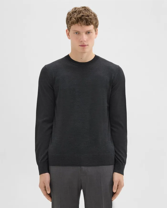 Theory Sweaters Cardigans Crewneck Sweater In Regal Wool New Pestle Melange 8211 Men