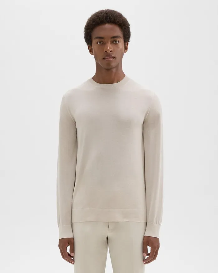 Theory Sweaters Cardigans Crewneck Sweater In Regal Wool Sand 8211 Men